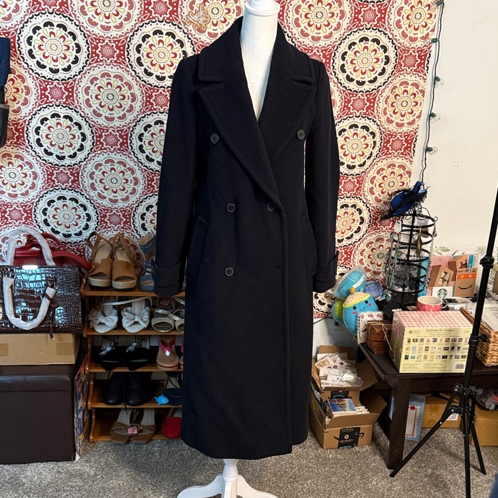 Club Monaco Black Double-Breasted Coat